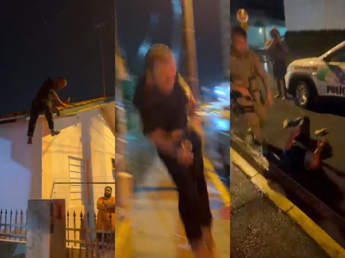 VÍDEO: Moradores flagram homem em telhado após invasão de residência em Tijucas
