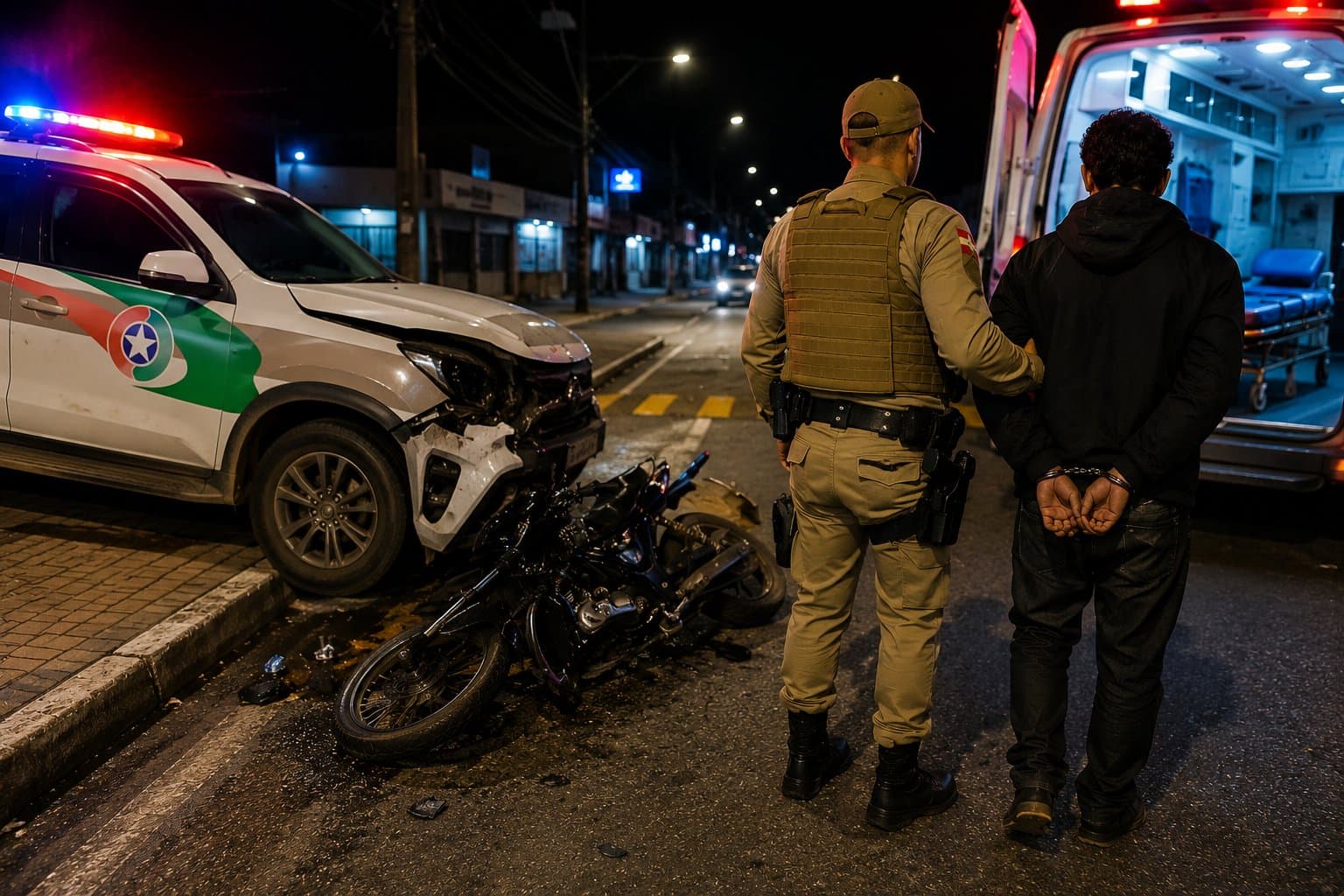 Homem é preso com cocaína após fuga e acidente com viatura em Porto Belo