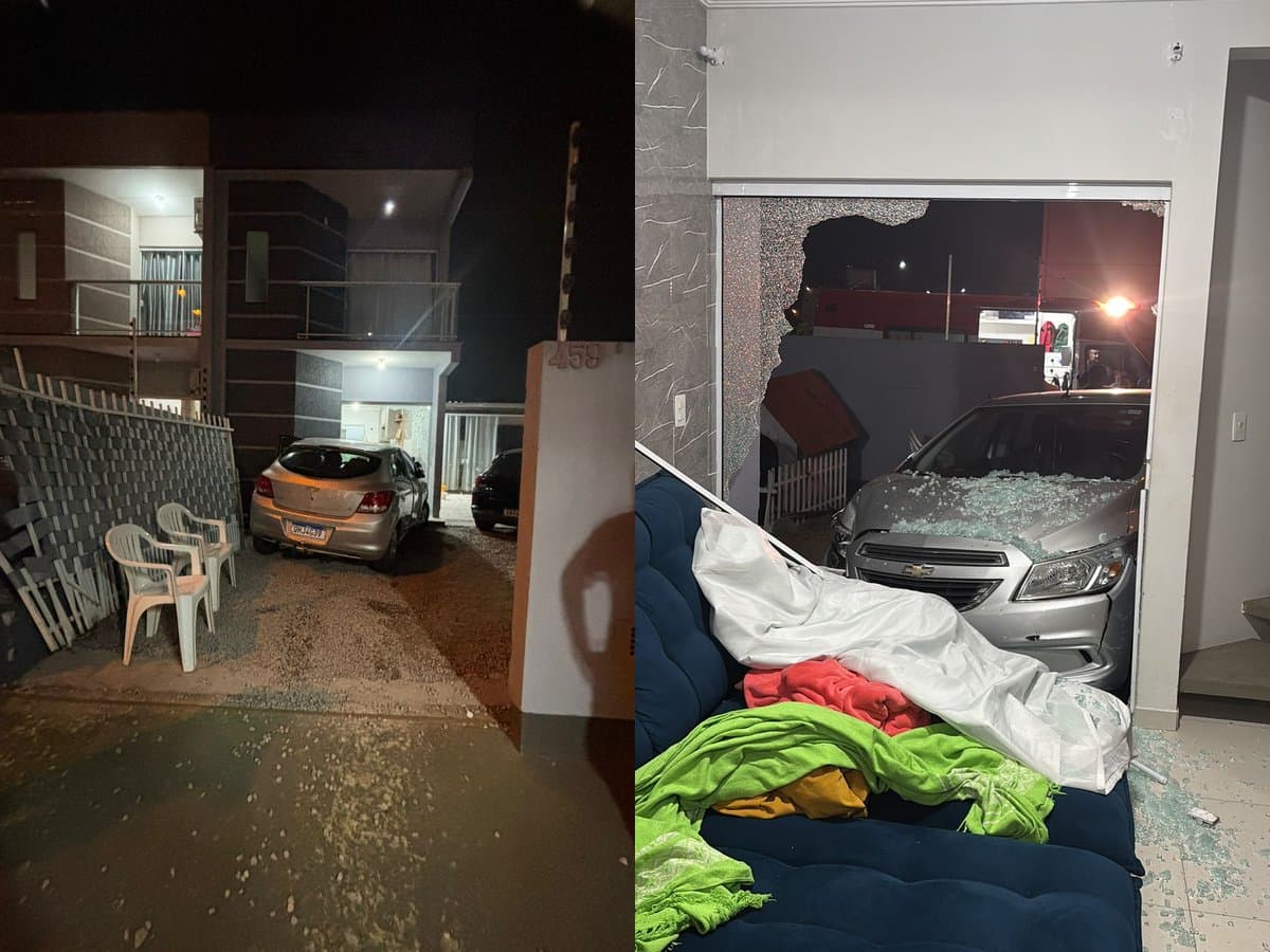 “Aprendendo a dirigir”: haitiana confunde pedais, perde o controle e invade casa em Tijucas