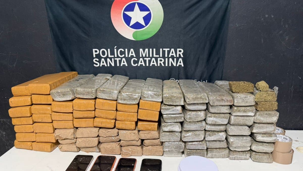 Operação da PM apreende 74 quilos de maconha e prende quatro pessoas em Barra Velha