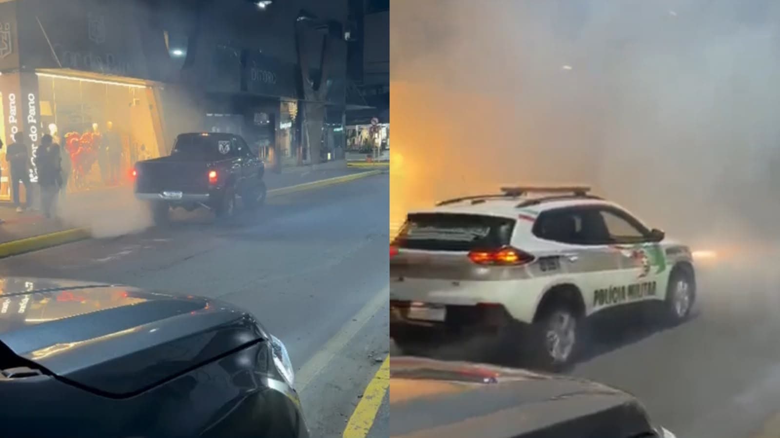 Rooftop é evacuado às pressas após “borrachão” de camionete jogar fumaça pela tubulação em SC