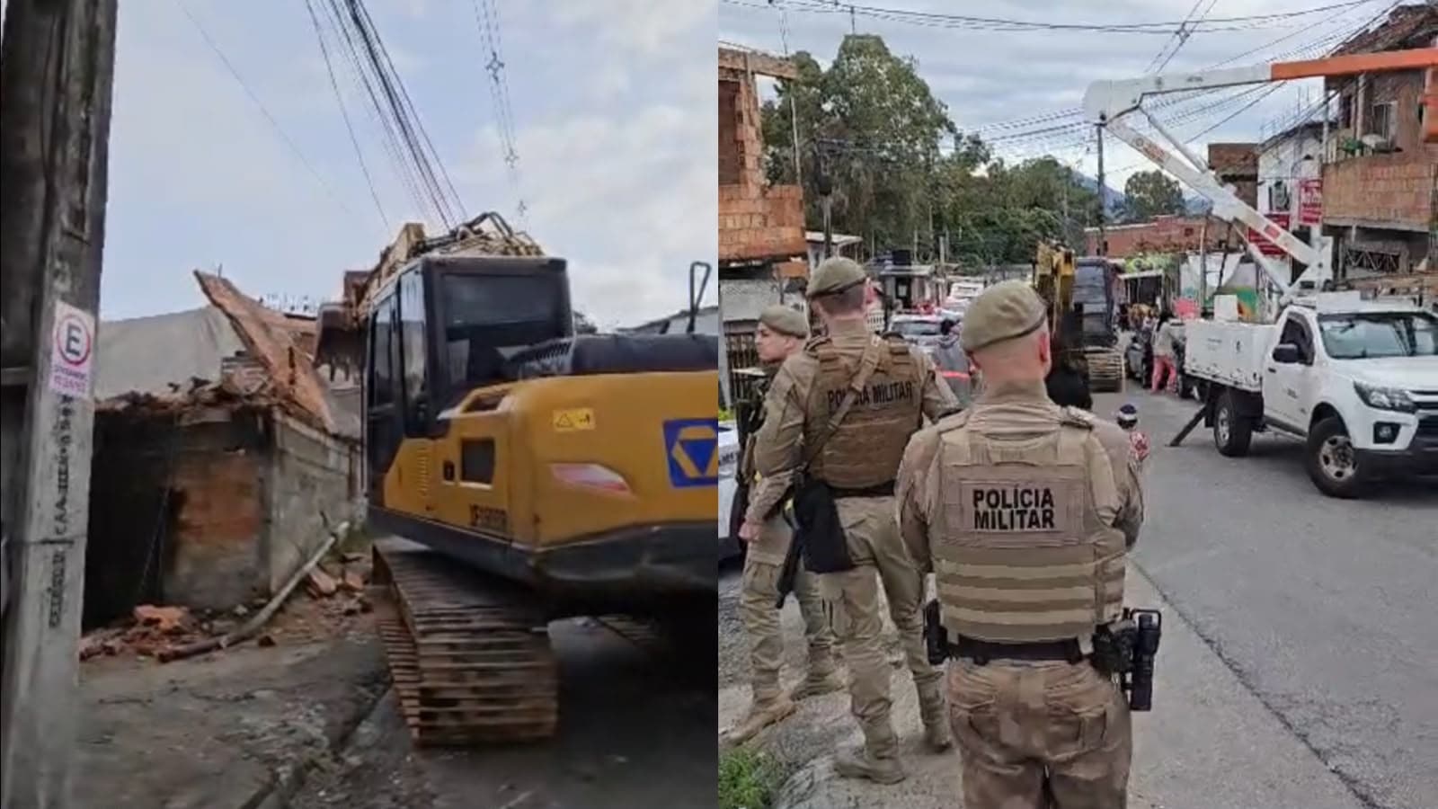 Operação derruba construções irregulares na Comunidade Marielle Franco, em Florianopolis