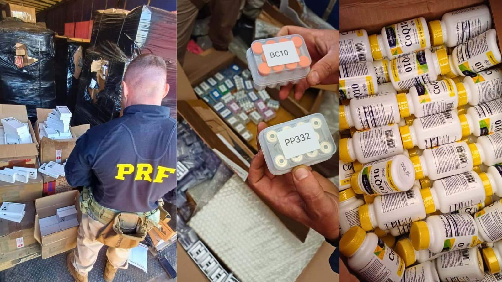 PRF flagra carreta com 1.700 celulares, 2,5 mil relógios e insumos químicos em Itapema, avaliados em R$ 20 milhões