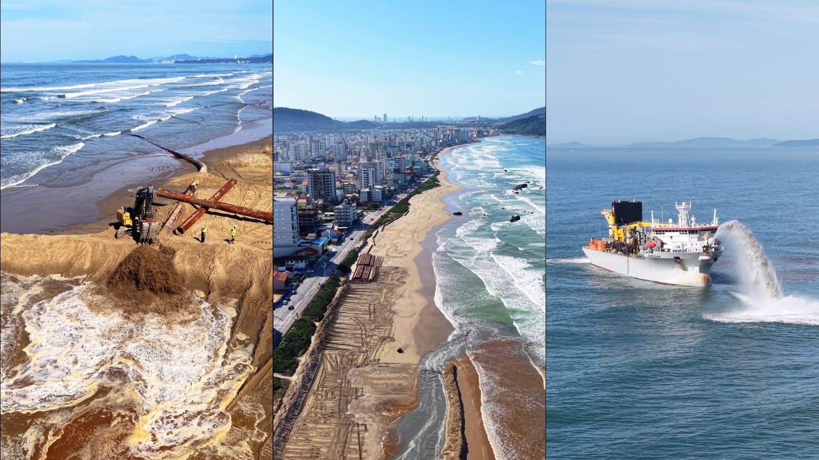 Draga que transformou Balneário Camboriú chega a Navegantes para obra de R$ 31,5 milhões na Praia do Gravatá