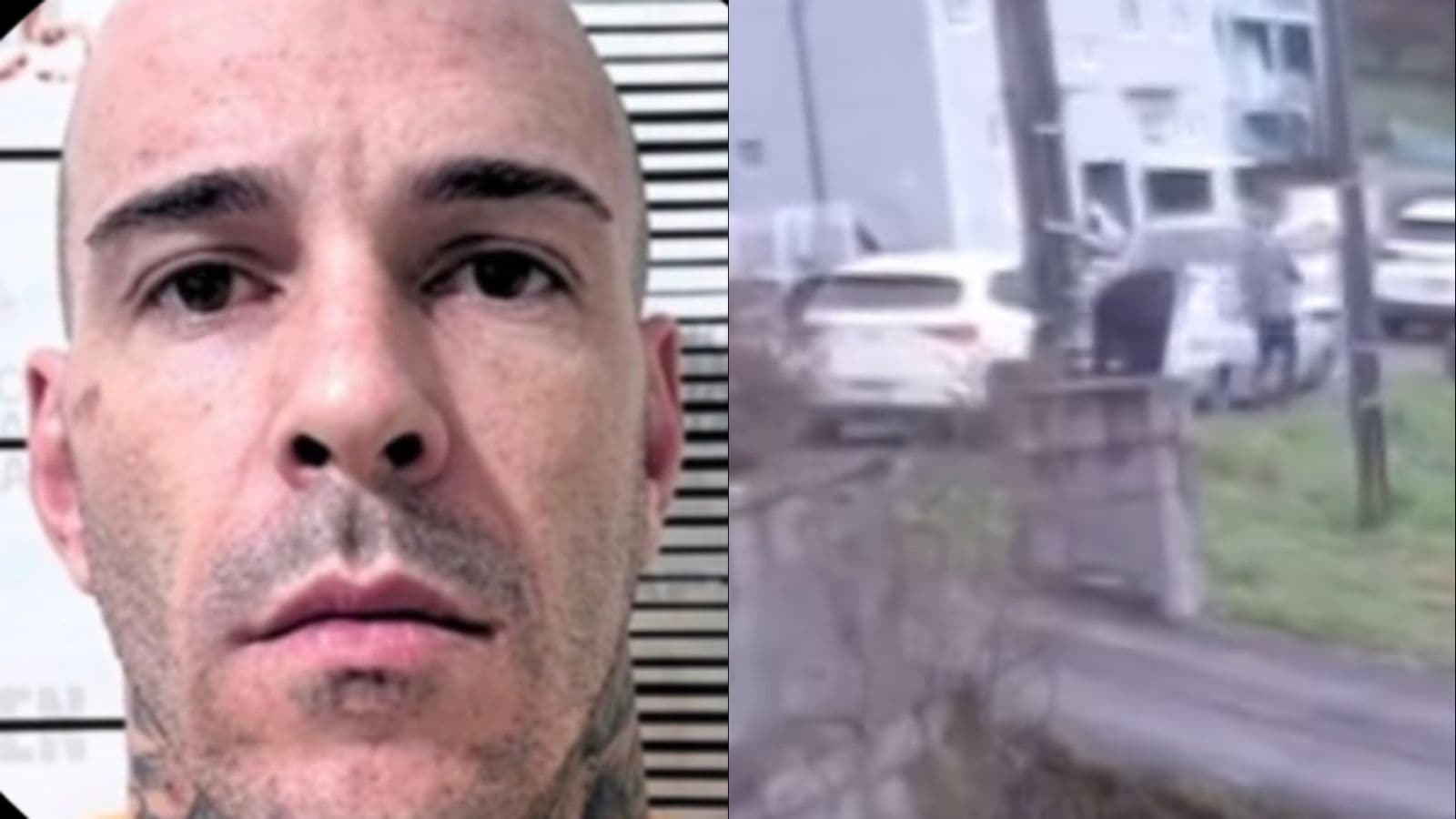 Vídeo mostra o momento em que estuprador foragido tem o carro interceptado a tiros em SC