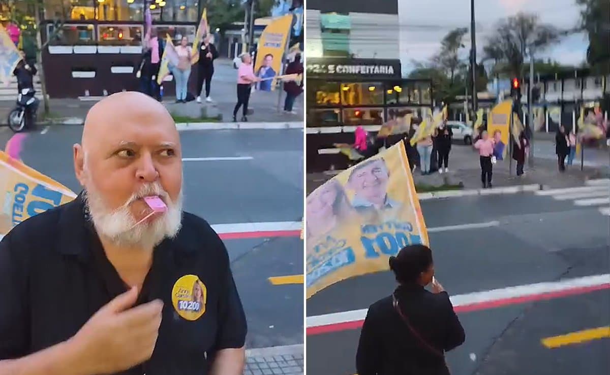 'Cagando e andando': apoiador de Anna Carolina apita na cara de comerciante em novo bandeiraço em Itajaí