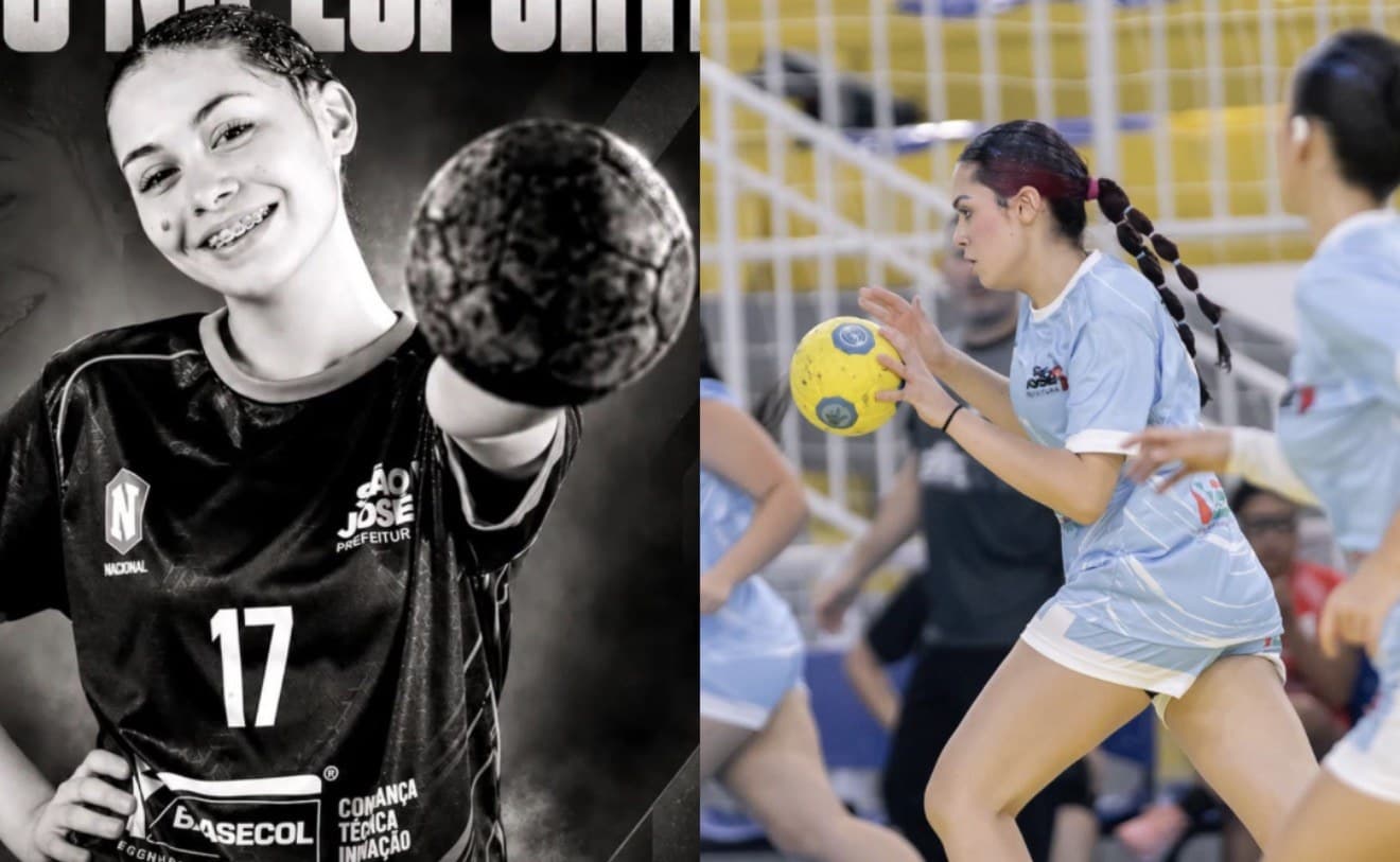 Atleta de handebol de 15 anos com a camisa 17 do Time São José