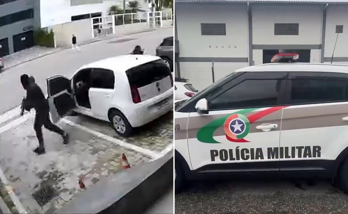 Câmera flagra dupla com armas longas aguardando para executar empresário no Pedra Branca, em Palhoça
