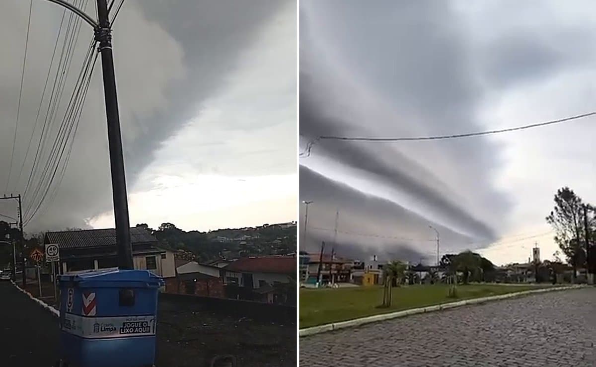 Nuvem prateleira gigante cobre o céu de São Cristóvão do Sul, na região de Curitibanos; veja vídeos