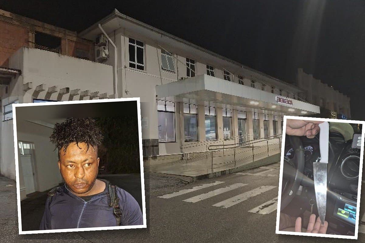 Paciente pega faca e ameaça de morte equipe médica do Hospital Azambuja, em Brusque