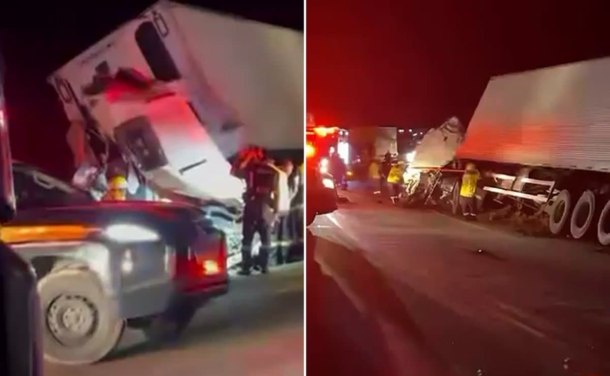Batida entre três caminhões deixa um morto e interdita totalmente a BR-282 em Rancho Queimado