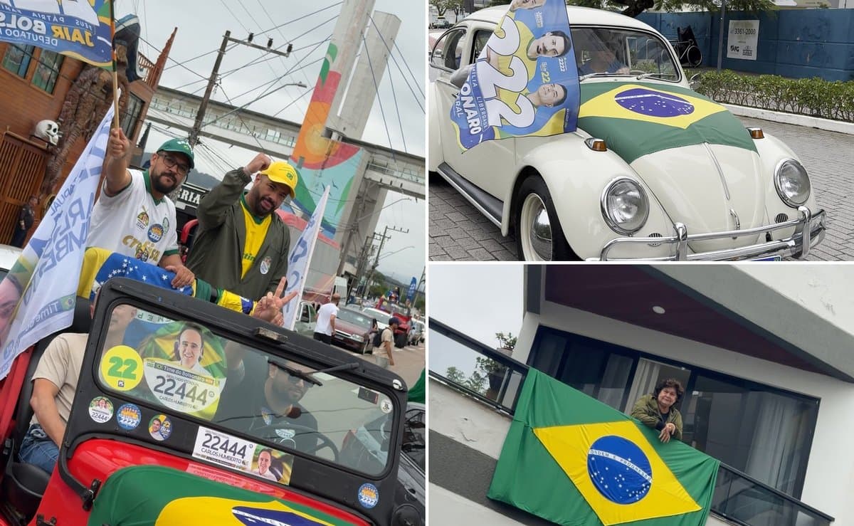 Carreata do PL leva carros antigos à orla de Balneário Camboriú na véspera da eleição