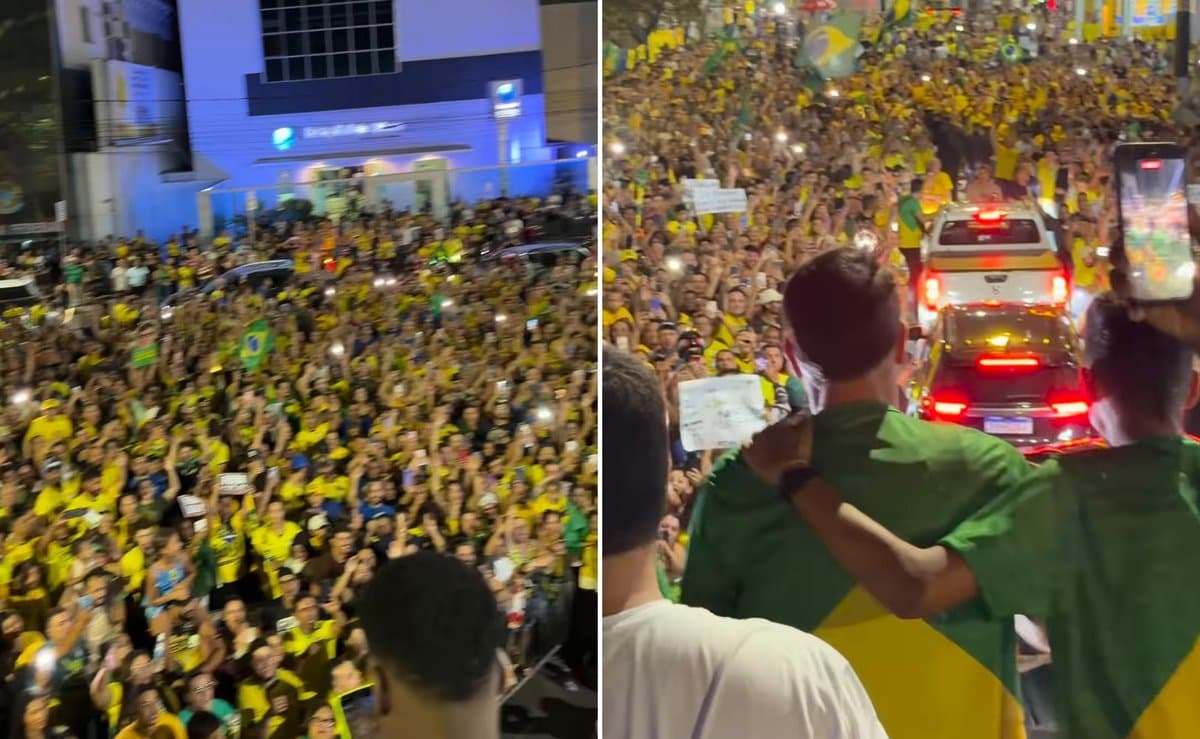 Flávio Bolsonaro leva multidão às ruas de Minas Gerais no mesmo dia em que Lula está no estado