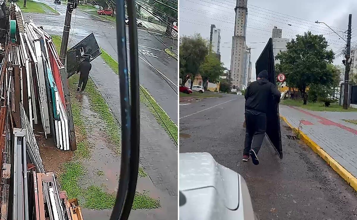 Ladrões furtam portão, devolvem a pé acompanhados pela PM e acabam presos em Chapecó